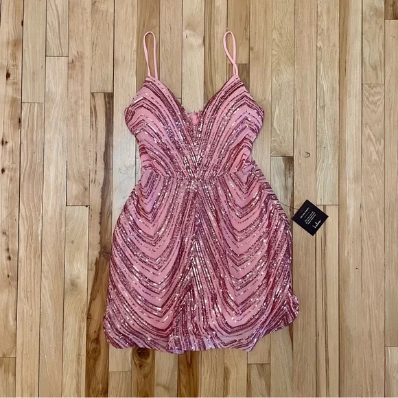 chinese dress ladies Penny Lane Light Pink Sequin Mini Dress - US 16 main image 0